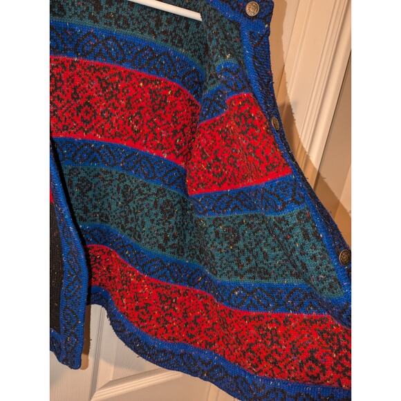 Vintage Cardigan Sweater Size Medium by JJ Browne Reversible Striped Red 80's - Picture 8 of 8